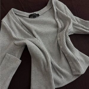 Vibe Light Gray Ribbed Sweater